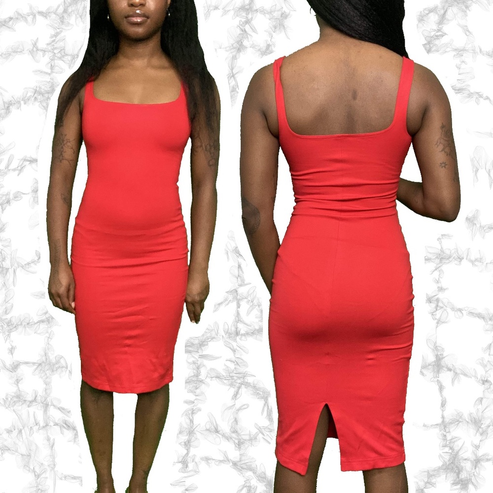 Red Midi Bodycon Dress